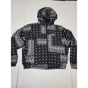 (#L2) Nike Jacket Womens S Black Bandana Print Windrunner Hoodie Full Zip
